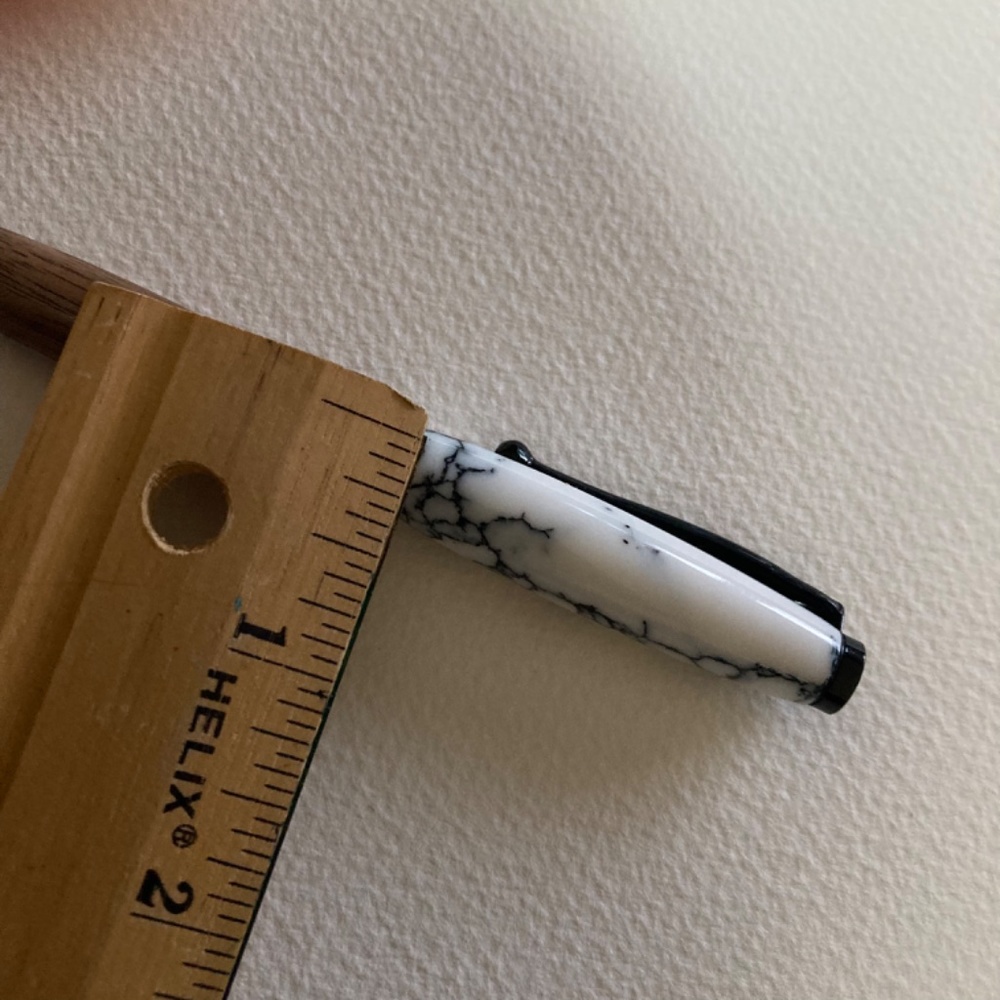 Artist Pen “Hand Turned” Combination Black Walnut Wood/White Marble Acrylic - Picture 9 of 13
